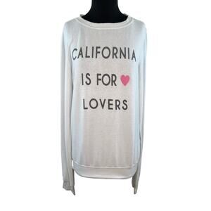 God Save LA White California Is For Lovers Graphic Print Long Sleeve Top Sz O/S